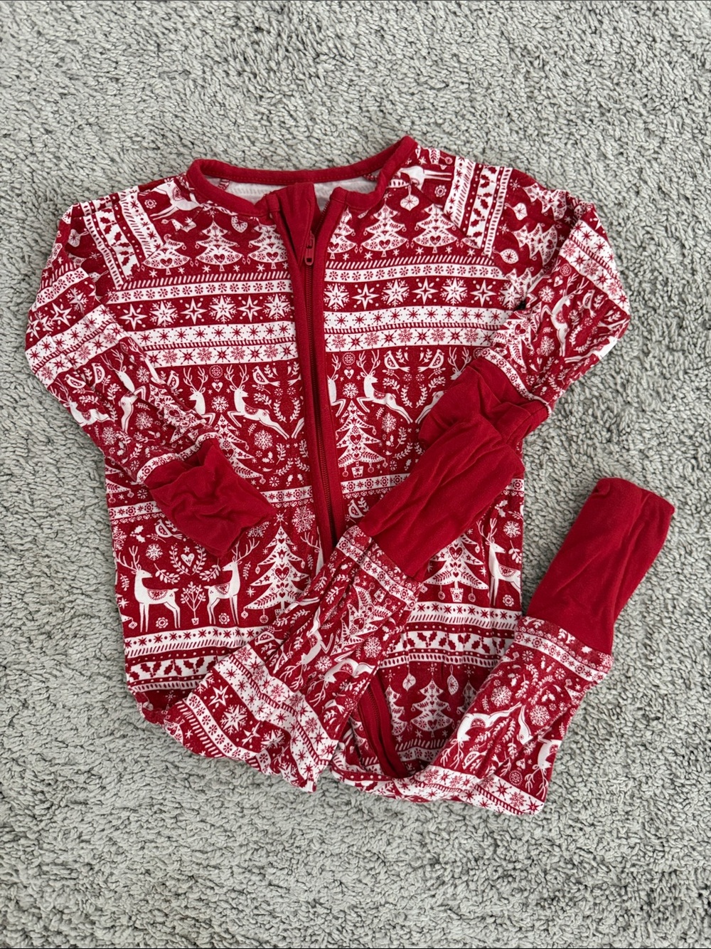 Little Sleepies Red Fair Isle Zipper Sleep Sack Pajamas